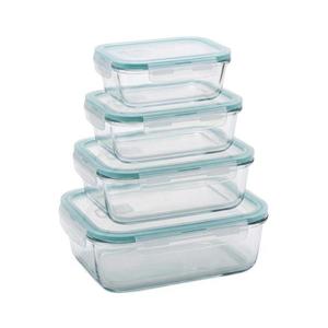 Set de 4 recipiente pentru depozitare a alimentelor, transparente/mentă imagine