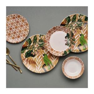 Set de veselă, 24 piese, portocaliu/verde, ceramică imagine