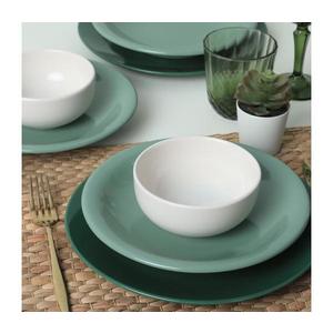 Set de masă 18 piese, ceramică, verde/alb imagine