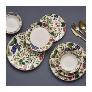 Set de masă din ceramică multicoloră, 24 piese imagine