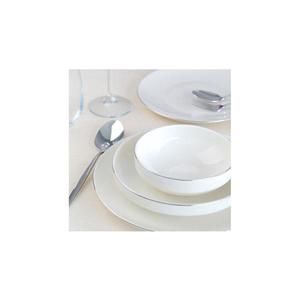 Set de masă, 24 piese, porțelan alb cu accente argintii imagine