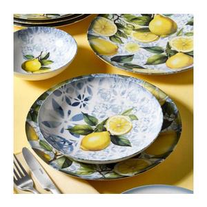 Set de veselă din porțelan, 24 piese, albastru/galben/verde imagine