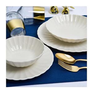 Set de veselă, 24 piese, alb, din porțelan imagine