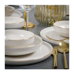 Set de veselă din porțelan, 18 piese, alb cu auriu imagine