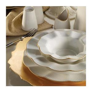 Serviciu de masă 26 piese din porțelan, alb cu accente aurii imagine