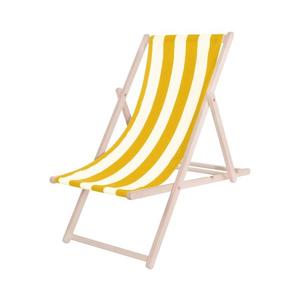 Șezlong de grădină galben/alb/fag imagine