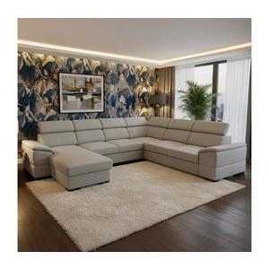 Colțar extensibil în U GRANADA, colț reversibil, cu spațiu de depozitare, gri deschis imagine