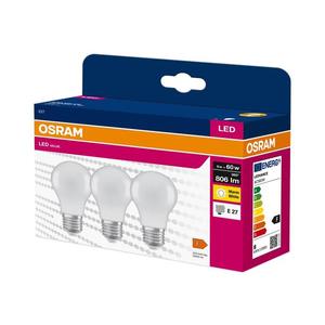 Set de 3 becuri LED A60, soclu E27, 8W, 230V, 3000K - Osram imagine
