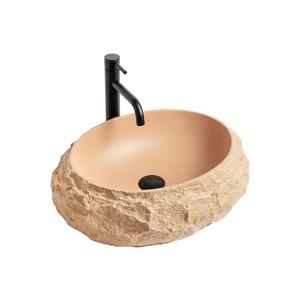 REA-U7348 - Lavoar MIKA pentru montare pe blat 38x50 cm, portocaliu/bej, imitație de piatră imagine