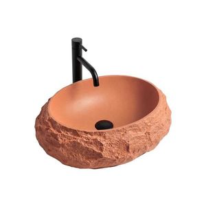 REA-U7349 - Lavoar MIKA pentru blat, 38 x 50 cm, portocaliu/imitație de piatră imagine