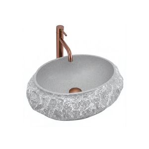 REA-U0633 - Lavoar pentru blat MIKA GABRO 38 x 50 cm gri/imitație de piatră imagine
