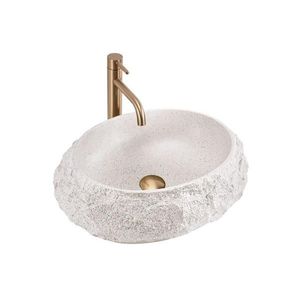 REA-U4332 - Lavoar MIKA pentru blat 38 x 50 cm, bej/gri, imitație de piatră imagine