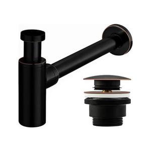REA-A8536 - Sifon pentru lavoar cu sistem de evacuare CLICK-CLACK, negru imagine
