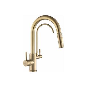 REA-B7596 - Baterie pentru chiuvetă ECO FRESH cu duș extractibil și filtru, 37, 5 cm, auriu periat imagine