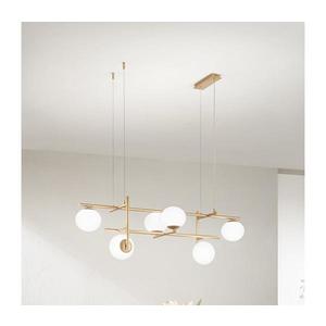 Ondaluce - Lustră suspendată pe cablu JEWEL 6xE14/10W/230V auriu/alb imagine