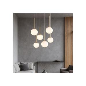Ondaluce - Lustră suspendată cu cablu JEWEL 6xE14/10W/230V, Ø 55 cm, auriu/alb imagine