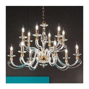 Ondaluce - Lustru pe lanț 1306, 12 x E14, 10 W, 230 V, Ø 100 cm, auriu/transparent imagine