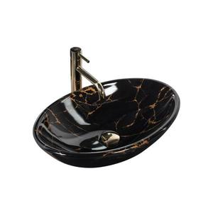 REA-U5067 - Lavoar PAMELA pentru montare pe blat 33x53 cm ceramică/negru/imitație de piatră imagine