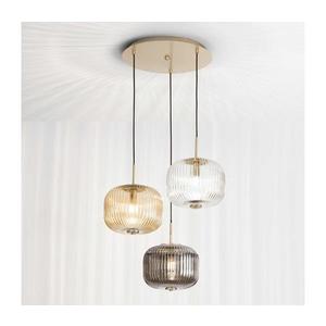 Ondaluce - Lustră suspendată ODETTE, 3xE14/10W/230V, Ø43 cm, auriu/fumuriu imagine