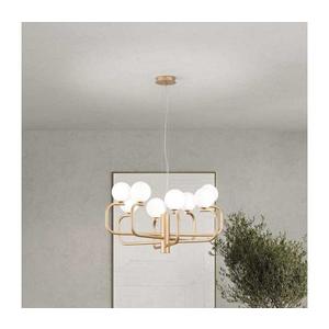 Ondaluce - Lustră suspendată pe cablu JEPPY, 8x G9, 7W, 230V, diametru 78, 5 cm, auriu/alb imagine