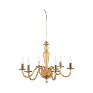 Ondaluce - Lustru suspendat pe cablu PAGANINI, 6xE14/10W/230V, diam. 70 cm, auriu/bej fumuriu imagine