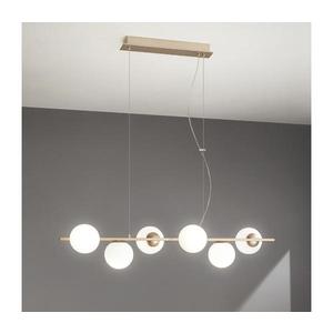 Ondaluce - Lustră suspendată pe cablu MONILE, 6xE14/10W/230V, auriu/alb imagine