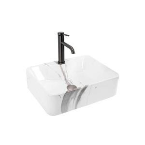REA-U5052 - Lavoar KELLY pentru blat, 38 x 49 cm, ceramică albă cu decor marmură imagine