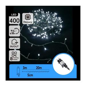 - Ghirlandă LED pentru exterior, 400 LED, 8 moduri, 23 m, IP44, alb rece imagine