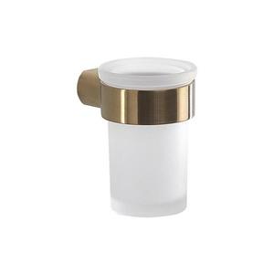 Gedy - Suport de periuțe de dinți montat pe perete PIRENEI, sticlă opală/auriu mat imagine