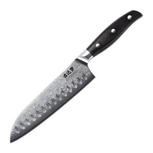 Gudaro - Cuțit de bucătărie Santoku din oțel Damasc SHIRO 7", lamă din 67 de straturi de oțel, lungime 17, 5 cm imagine