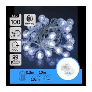 - Ghirlandă LED pentru exterior 100xLED/3xAA/8 funcții, 10, 3 m, IP44, alb rece imagine