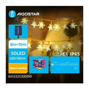 - Ghirlandă solară cu LED, 50 LED, 8 funcții, 12 m, IP65, alb cald imagine