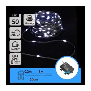 - Ghirlandă LED pentru exterior, 50xLED/8 funcții, 3xAA, 5, 3 m, IP44, alb rece imagine