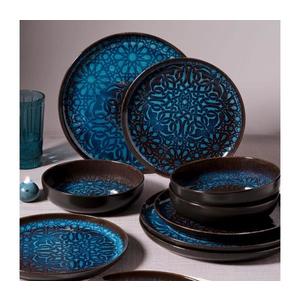 Set de masă, 12 piese, porțelan, albastru imagine