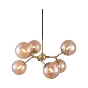 Halo Design 738830 - Lustră cu cablu ATOM 6xG9/28W/230V, Ø 57 cm, alamă/k. bej imagine