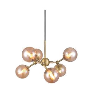 Halo Design 736560 - Candelabru suspendat pe cablu ATOM, 6xG9/28W/230V, Ø 45 cm, alamă/k. bej imagine