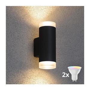 Brilagi - Aplică de perete pentru exterior LED RGBW MATERA, 2x GU10 / 6W / 230V, negru, IP54 imagine