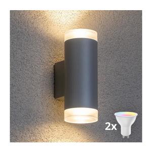 Brilagi - Aplica de perete LED RGBW pentru exterior MATERA 2xGU10/6W/230V gri IP54 imagine