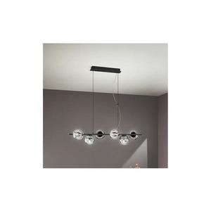 Ondaluce - Lustră suspendată pe cablu MONILE 6xE14/10W/230V, negru/negru fumuriu imagine