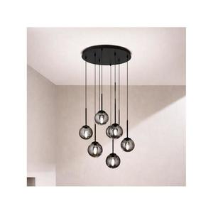 Ondaluce - Candelabru suspendat pe cablu JEWEL 8xE14/10W/230V, Ø 70 cm, negru/fumuriu imagine