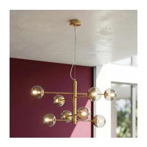 Ondaluce - Lustru pe cablu ELISEO 8xE14/10W/230V diam. 97 cm auriu/bej fumuriu imagine