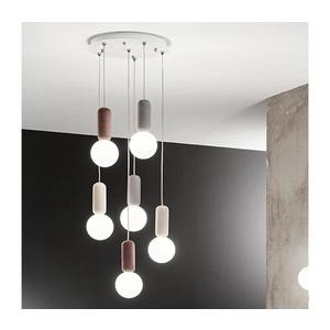 Ondaluce - Candelabru suspendat cu cablu ROCK 6xG9/7W/230V Ø 35 cm beton/maro/gri/alb imagine