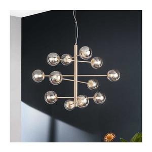 Ondaluce - Lustră pe cablu ELISEO, 12 x E14/10W/230V, Ø 97 cm, auriu / bej fumuriu imagine