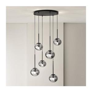 Ondaluce - Lustră suspendată pe cablu JEWEL 6xE14/10W/230V Ø 55 cm negru/negru fumuriu imagine