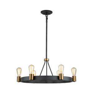 Quintiesse QN-SILAS-6P-DZ - Candelabru SILAS pe tijă, 6xE27/60W/230V, negru/auriu imagine