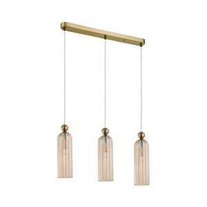 Lustră suspendată PIEGA pe cablu, 3xE14/40W/230V, alamă/bej fumuriu imagine