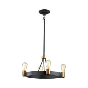 Quintiesse QN-SILAS-4P-DZ - Lustră cu tijă SILAS 4xE27/60W/230V, negru/auriu imagine