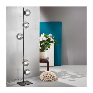 Ondaluce - Lampadar MONILE, 5xE14/10W/230V, 170 cm, negru/negru fumuriu imagine