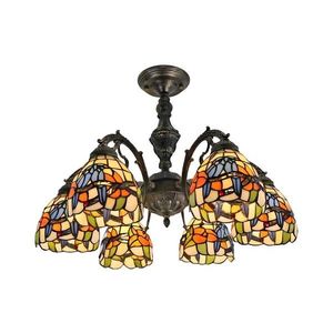 Brilagi - Plafonieră aplicată Tiffany din vitralii JUNGLE, 6xE27/60W/230V, Ø 60 cm imagine