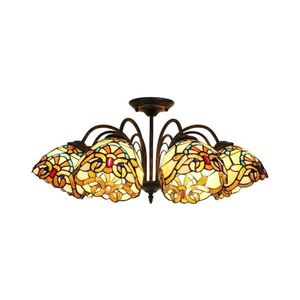 Brilagi - Lustru aplicat Tiffany cu vitralii MIRABELLA, 8xE27/60W/230V, Ø 68 cm imagine